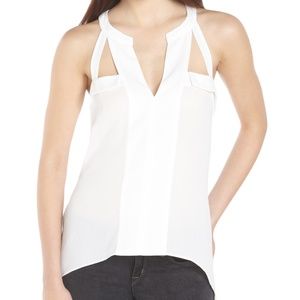 BCBG Max Azria White Avalyn Cut Out Tank Top